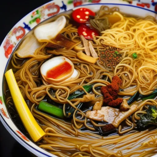 

A photo of a steaming bowl of Chinese noodles with vegetables and spices, surrounded by a variety of other traditional Chinese dishes.