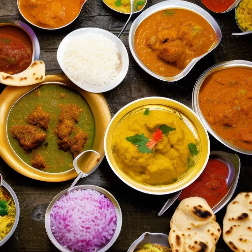 

A colorful image of a variety of Indian dishes, including curries, rice, and naan bread, highlighting the diversity of Indian cuisine.