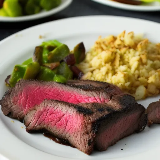 

A close-up of a succulent, smoky tri tip steak, cooked to perfection and served on a plate.